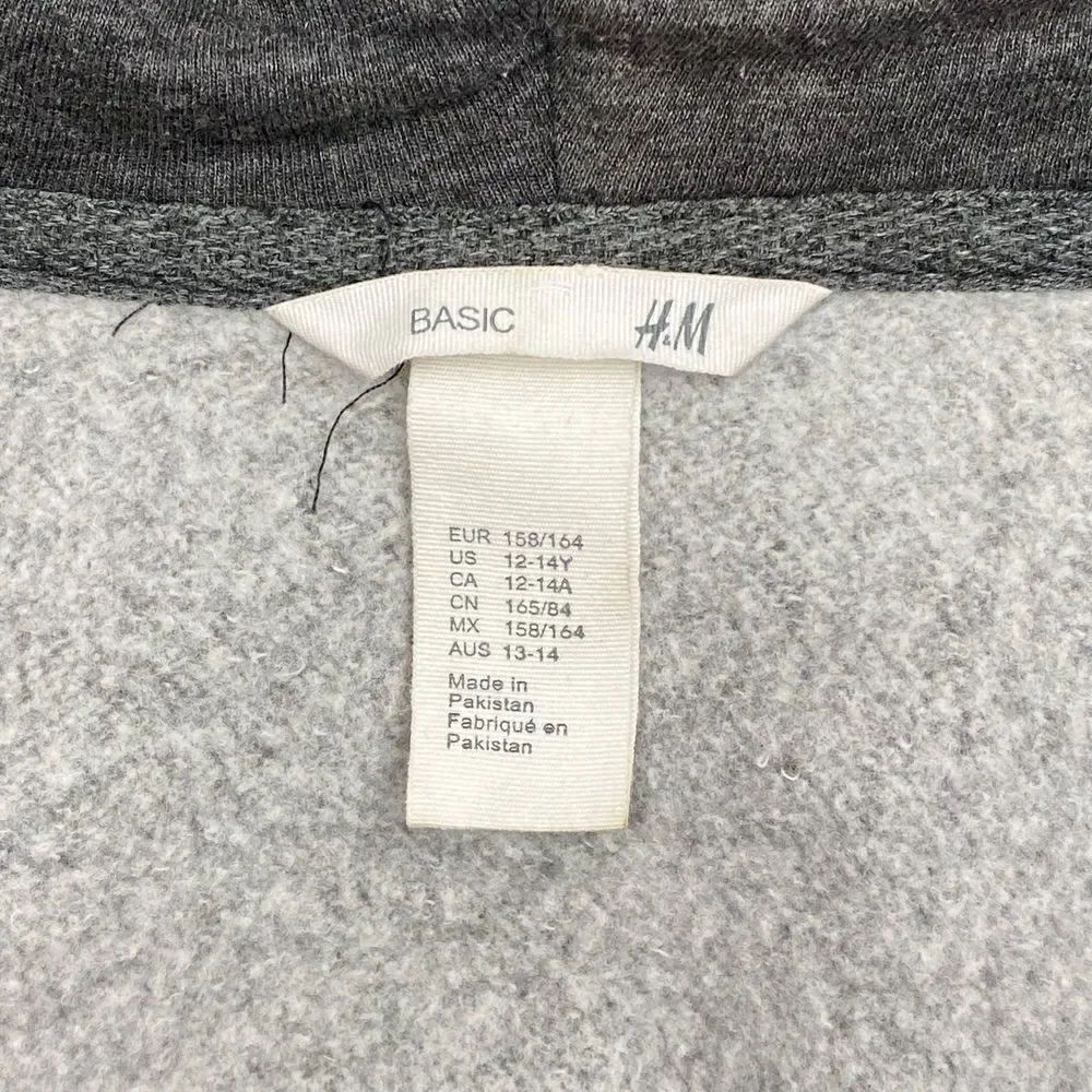 H&M Basics Gray Full Zip Hooded Sweatshirt 12-14y